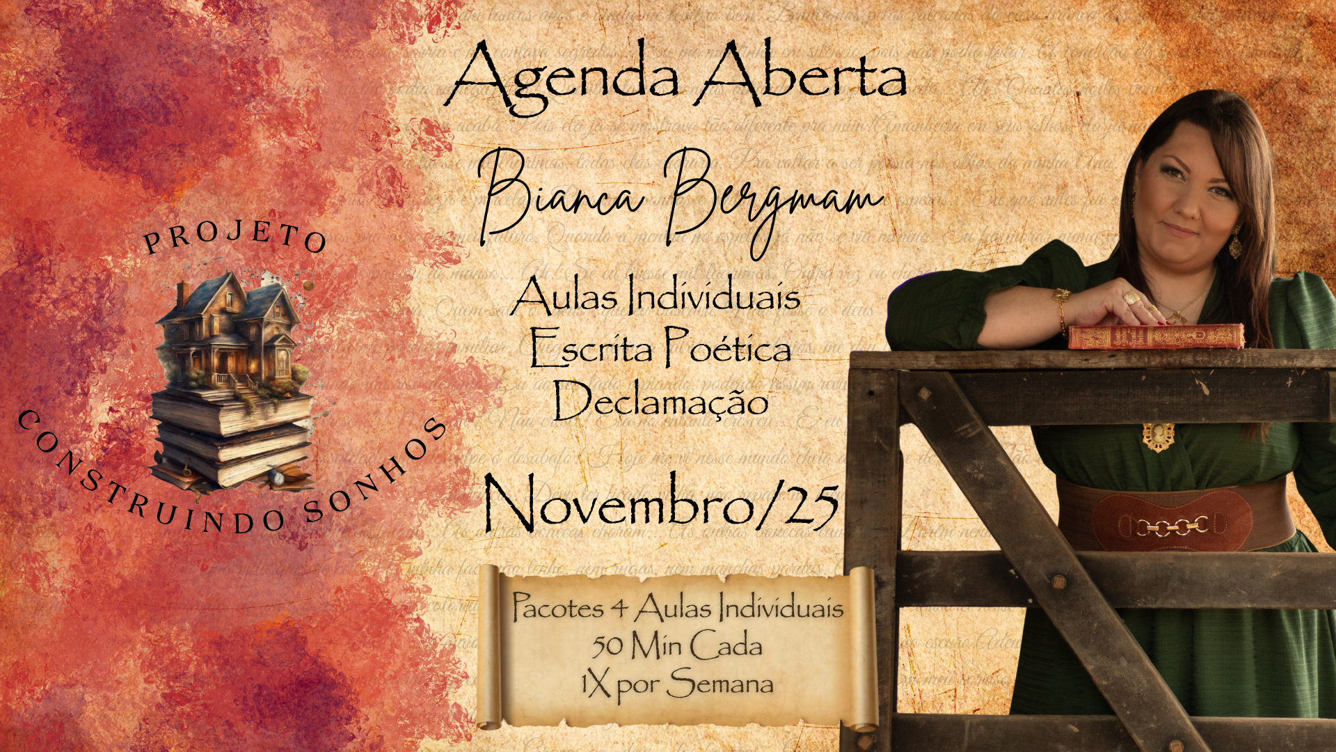 Aulas individuais de declamação Bianca Bergmam
